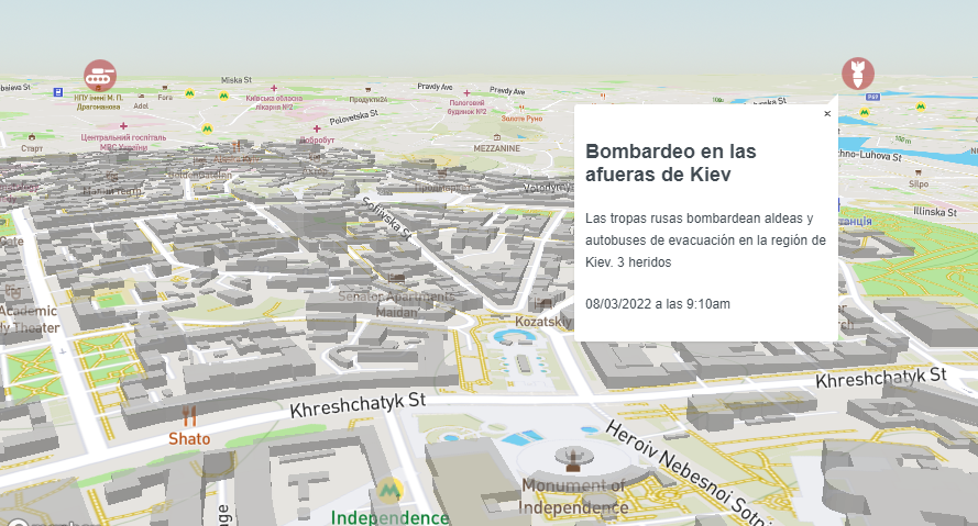 Mapa de la ciudad Ucraniana de Kiev asesiada por los bombardeos Rusos